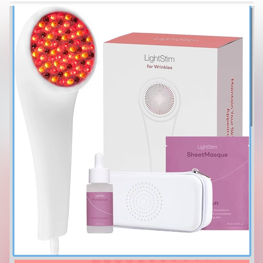White & Pink LED Anti-Wrinkle Facial Device with Serum